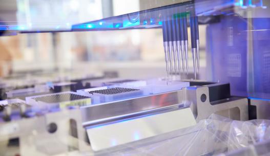 Hamilton machine in genomics laboratory in Centre for Molecular Pathology