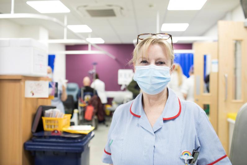 Staff Nurse wearing mask in outpatients area
